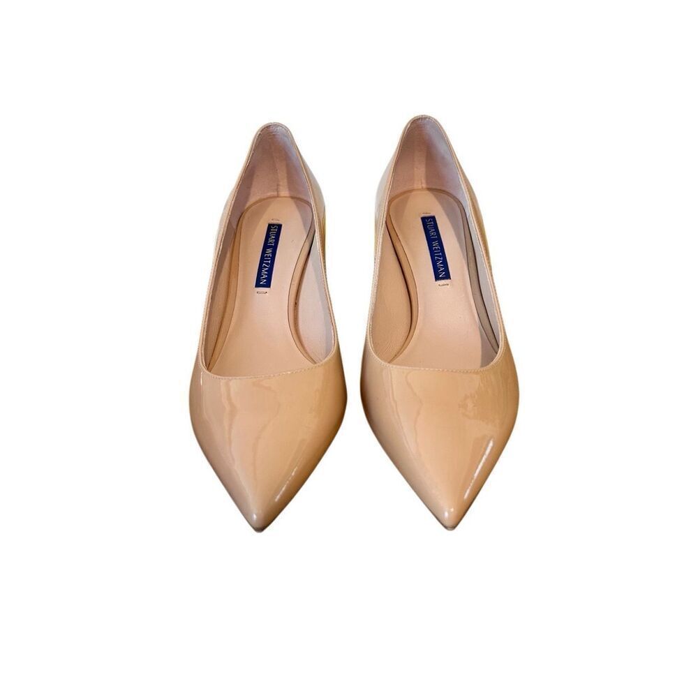 Stuart Weitzman Leigh 70 Patent Leather Adobe Pumps in Nude Size 6.5 - Picture 2 of 9